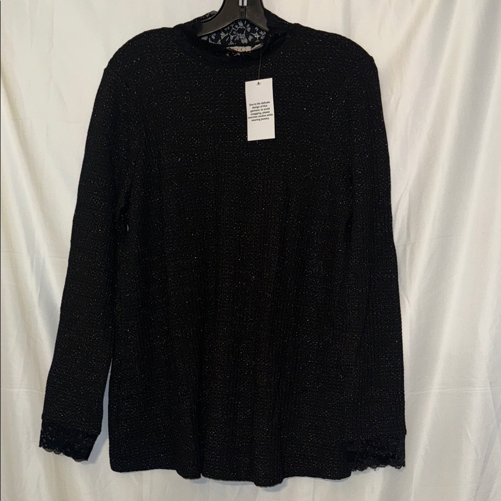 Lace And Waffle Long Sleeve Top